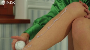 Fully Clothed Blonde Shaves Her Long Legs Screencap 4 on www.sinx.com