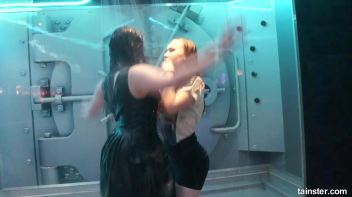 Cute chicks party underneath the club shower Screencap 1 on www.sinx.com