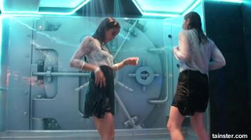 Cute chicks party underneath the club shower Screencap 77 on www.sinx.com