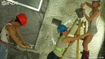 Naughty construction girls get messy with plaster Screencap 19 on www.sinx.com