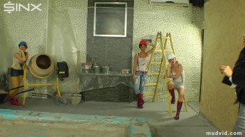 Naughty construction girls get messy with plaster Screencap 2 on www.sinx.com