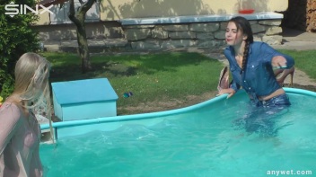 Besties Nearly Get Caught Playing In Backyard Pool! Screencap 30 on www.sinx.com