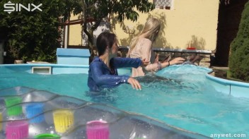 Besties Nearly Get Caught Playing In Backyard Pool! Screencap 32 on www.sinx.com
