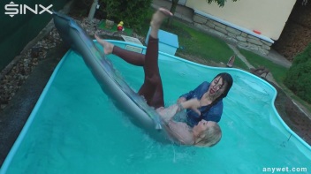 Besties Nearly Get Caught Playing In Backyard Pool! Screencap 39 on www.sinx.com