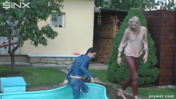 Besties Nearly Get Caught Playing In Backyard Pool! Screencap 47 on www.sinx.com