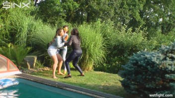 Three wild girls in pool cat fight Screencap 13 on www.sinx.com
