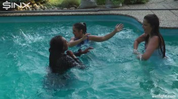 Three wild girls in pool cat fight Screencap 46 on www.sinx.com