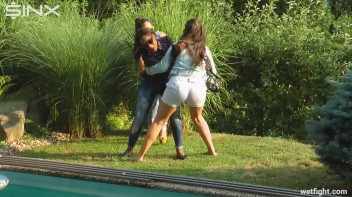 Three wild girls in pool cat fight Screencap 7 on www.sinx.com