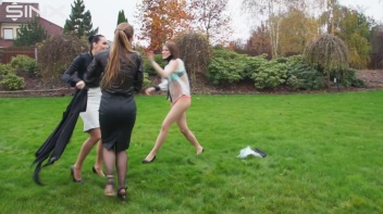 Clothes Ripping Catfight For Stunning Trio Screencap 6 on www.sinx.com