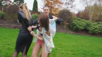 Clothes Ripping Catfight For Stunning Trio Screencap 10 on www.sinx.com