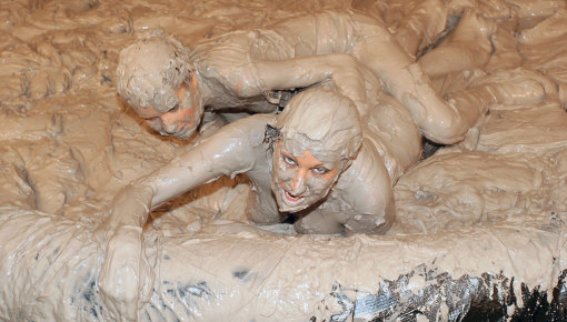Latest deal - Tit-to-Tit Mud Combat!