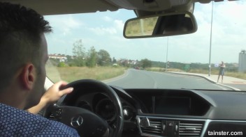 Blonde Bimbo Hitch Hiker Loves His Piss Screencap 3 on www.sinx.com