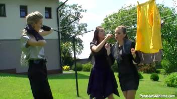 Three Beauties Make A Mess Of Themselves In The Backyard Screencap 8 on www.sinx.com