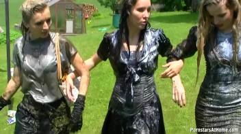 Three Beauties Make A Mess Of Themselves In The Backyard Screencap 101 on www.sinx.com