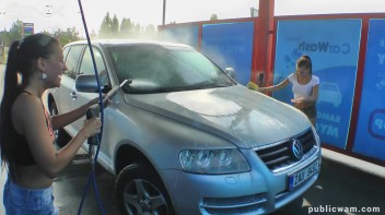 Playful Twins Get Drenched While Washing Car Screencap 9 on www.sinx.com