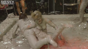 Messy Wrestling: 2 Power Packed Audience Mud Brawl Blasts Them All! Let's Get Messyyyyyyy!!! Screencap 62 on www.sinx.com