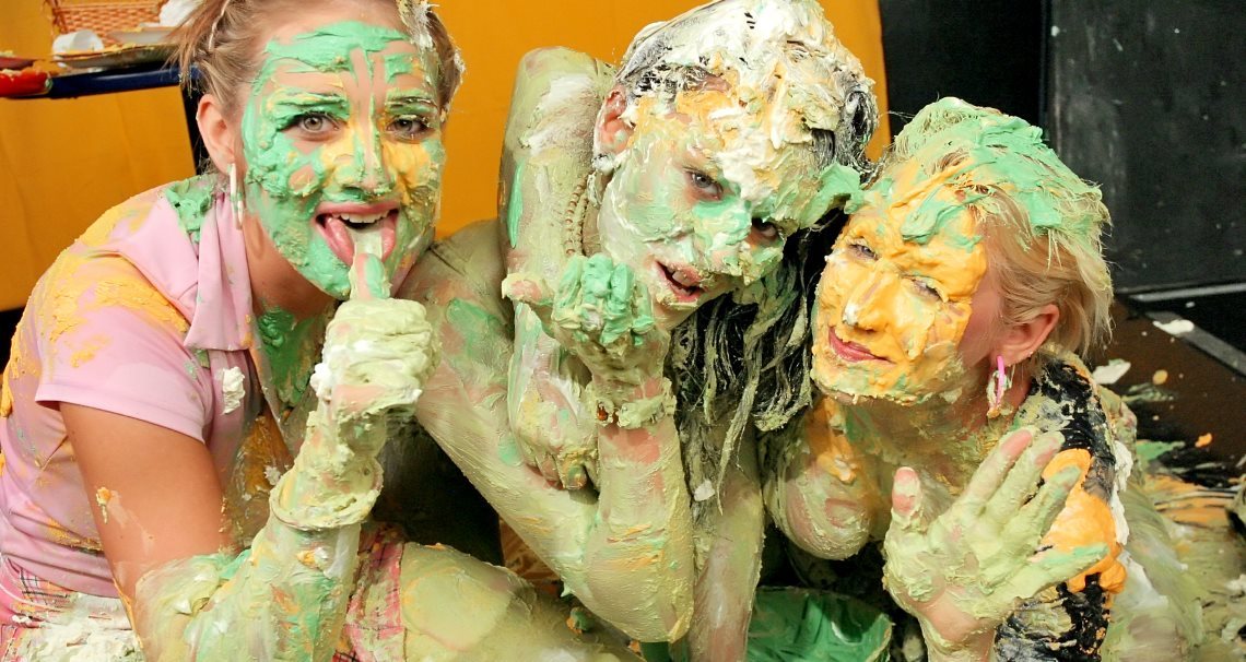 Three Hot Babes Covered In Cream on www.sinx.com