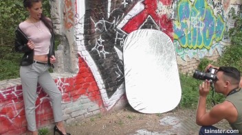 Brunette Model Takes His Jizz And Piss Screencap 5 on www.sinx.com