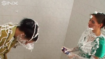 Two Messy Babes Covered In Foam Screencap 27 on www.sinx.com