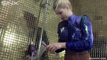 Fully Dressed Blonde Washes Off In The Shower Screencap 18 on www.sinx.com