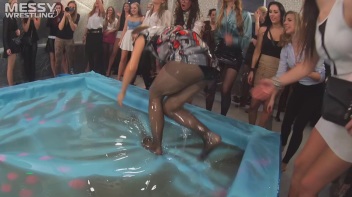 Messy Wrestling: Oiled Up Babes Go Tit For Tat In The Pit! Screencap 17 on www.sinx.com