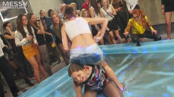 Messy Wrestling: Oiled Up Babes Go Tit For Tat In The Pit! Screencap 42 on www.sinx.com