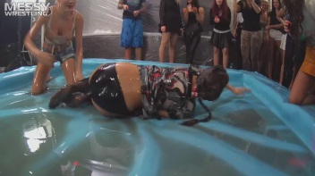 Messy Wrestling: Oiled Up Babes Go Tit For Tat In The Pit! Screencap 44 on www.sinx.com