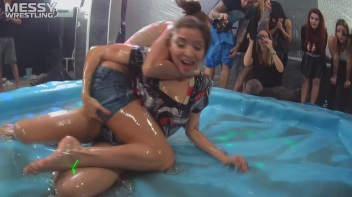 Messy Wrestling: Oiled Up Babes Go Tit For Tat In The Pit! Screencap 53 on www.sinx.com