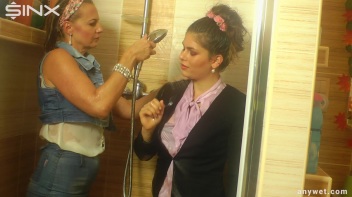 Two fully-clothed girls get wet in the shower Screencap 32 on www.sinx.com