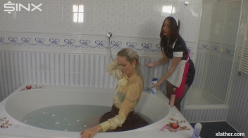 PVC Maid Lathers And Washes Bosses Hair Screencap 47 on www.sinx.com