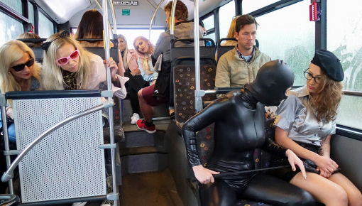 Latest deal - Latex Wearing Lesbian Sluts Get Crazy On The Bus