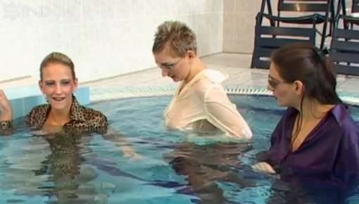 Latest deal - Clothed Bitchy Trio Get Wet In Pool