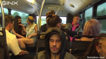 Tattooed Lesbians Fingering Fun On The Bus Screencap 11 on www.sinx.com