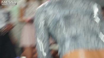 Messy Wrestling: Swimsuit vs. Short Shorts -  Shiny, Oily Smackdown! Screencap 32 on www.sinx.com