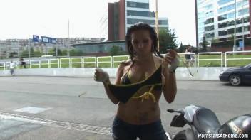 Motorcycle Chick Doesn't Just Wash Her Bike Screencap 82 on www.sinx.com