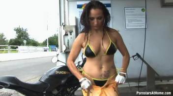 Motorcycle Chick Doesn't Just Wash Her Bike Screencap 86 on www.sinx.com