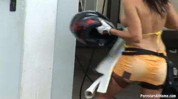 Motorcycle Chick Doesn't Just Wash Her Bike Screencap 88 on www.sinx.com