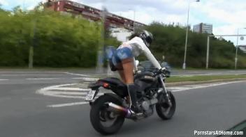 Motorcycle Chick Doesn't Just Wash Her Bike Screencap 1 on www.sinx.com