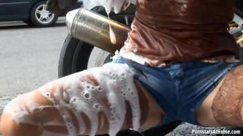 Motorcycle Chick Doesn't Just Wash Her Bike Screencap 32 on www.sinx.com