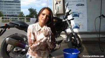 Motorcycle Chick Doesn't Just Wash Her Bike Screencap 39 on www.sinx.com