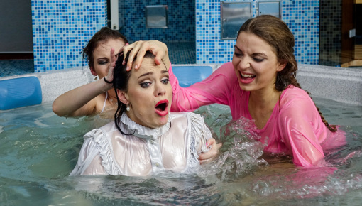 Latest deal - Clothed Catfight Turns Wet In The Jacuzzi