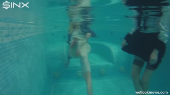 Clothed Lesbian Friends Jump Into Pool Together Screencap 40 on www.sinx.com
