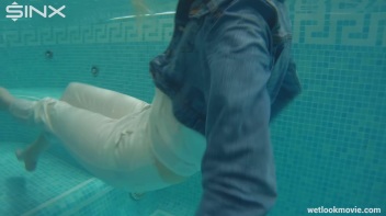 Clothed Lesbian Friends Jump Into Pool Together Screencap 42 on www.sinx.com
