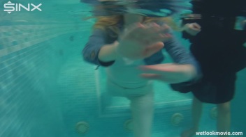 Clothed Lesbian Friends Jump Into Pool Together Screencap 50 on www.sinx.com