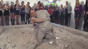 Muddy Wrestling: Fired Up Eurobabes Bring On The Mess - Audience Gets It! Screencap 11 on www.sinx.com