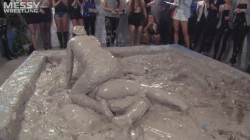 Muddy Wrestling: Fired Up Eurobabes Bring On The Mess - Audience Gets It! Screencap 17 on www.sinx.com