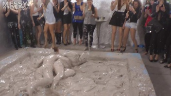 Muddy Wrestling: Fired Up Eurobabes Bring On The Mess - Audience Gets It! Screencap 21 on www.sinx.com