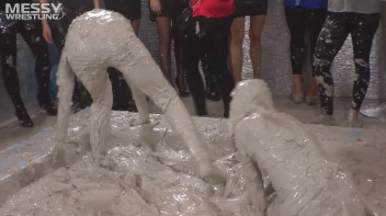 Muddy Wrestling: Fired Up Eurobabes Bring On The Mess - Audience Gets It! Screencap 32 on www.sinx.com