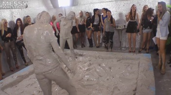 Muddy Wrestling: Fired Up Eurobabes Bring On The Mess - Audience Gets It! Screencap 43 on www.sinx.com
