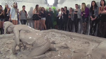 Muddy Wrestling: Fired Up Eurobabes Bring On The Mess - Audience Gets It! Screencap 66 on www.sinx.com